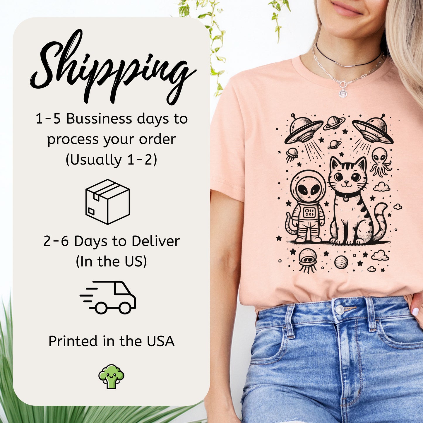 Alien & Cat Cosmic Buddies T-Shirt