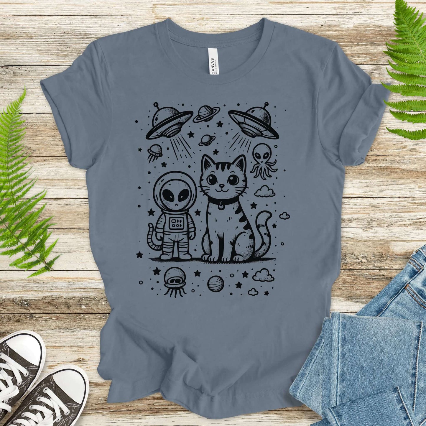 Alien & Cat Cosmic Buddies T-Shirt