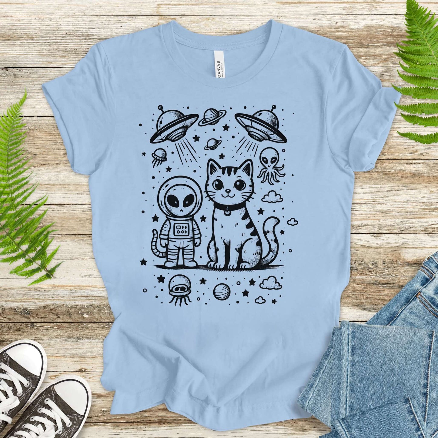 Alien & Cat Cosmic Buddies T-Shirt