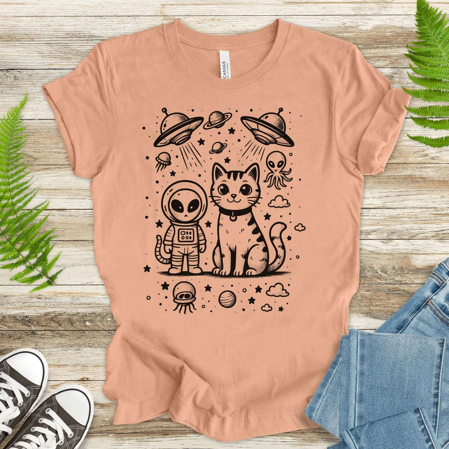 Alien & Cat Cosmic Buddies T-Shirt