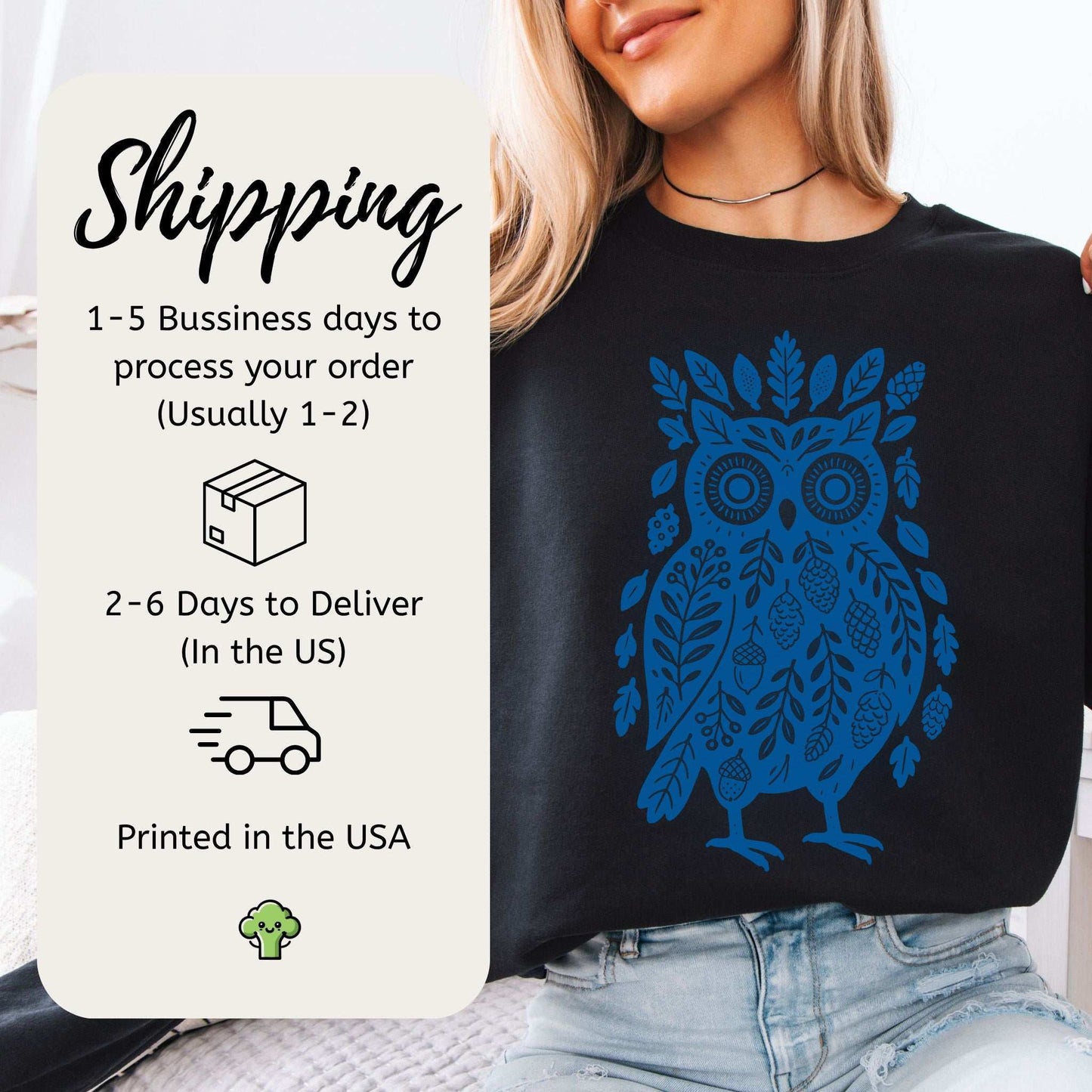 Nature Owl Sweatshirt – Forest Elements Animal for Woodland Dreamers