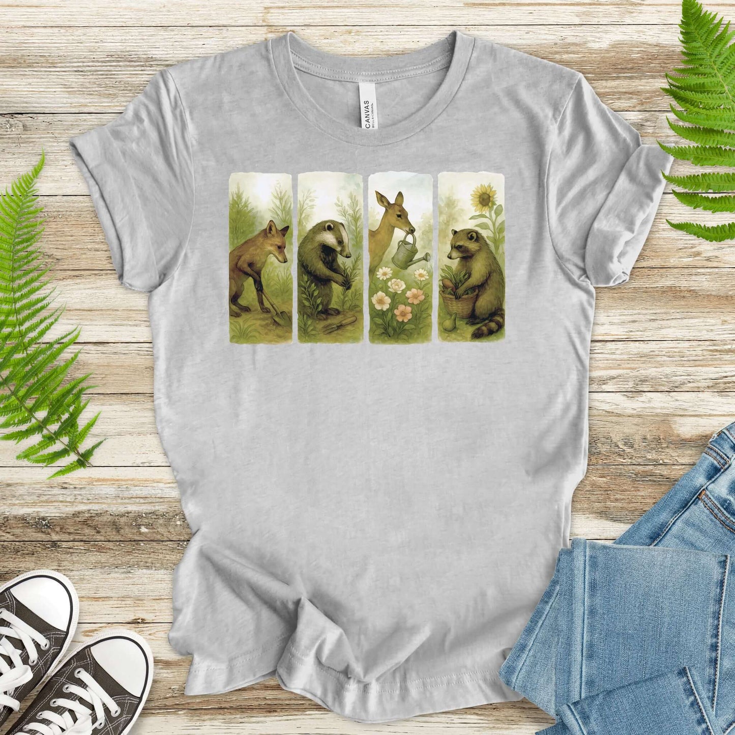 Woodland Garden Club T-Shirt – Watercolor Animal Gardening Tee