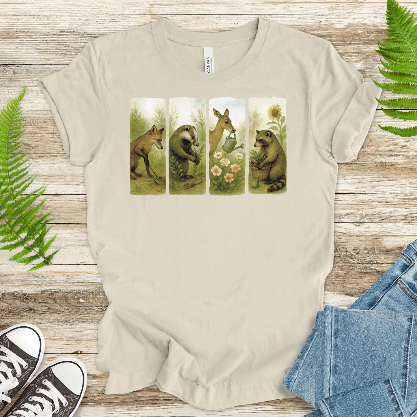 Woodland Garden Club T-Shirt – Watercolor Animal Gardening Tee