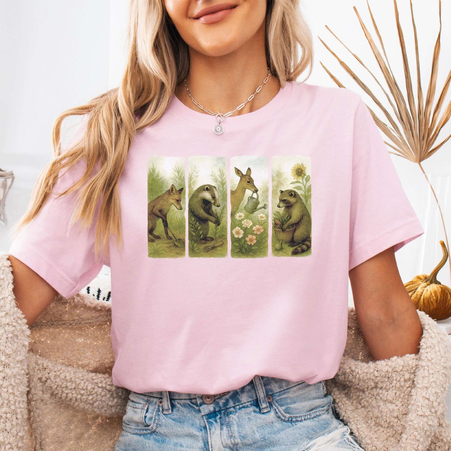 Woodland Garden Club T-Shirt – Watercolor Animal Gardening Tee