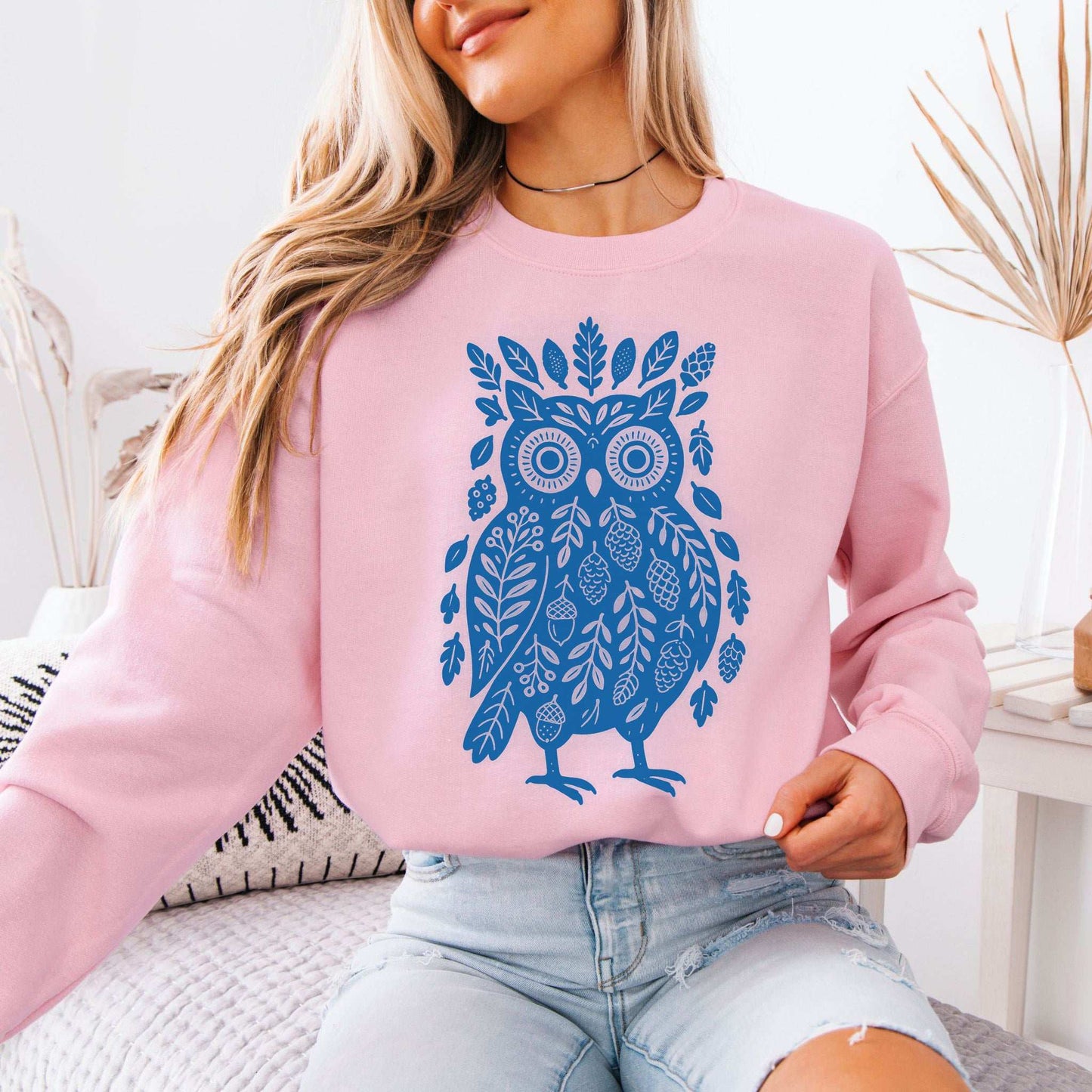 Nature Owl Sweatshirt – Forest Elements Animal for Woodland Dreamers