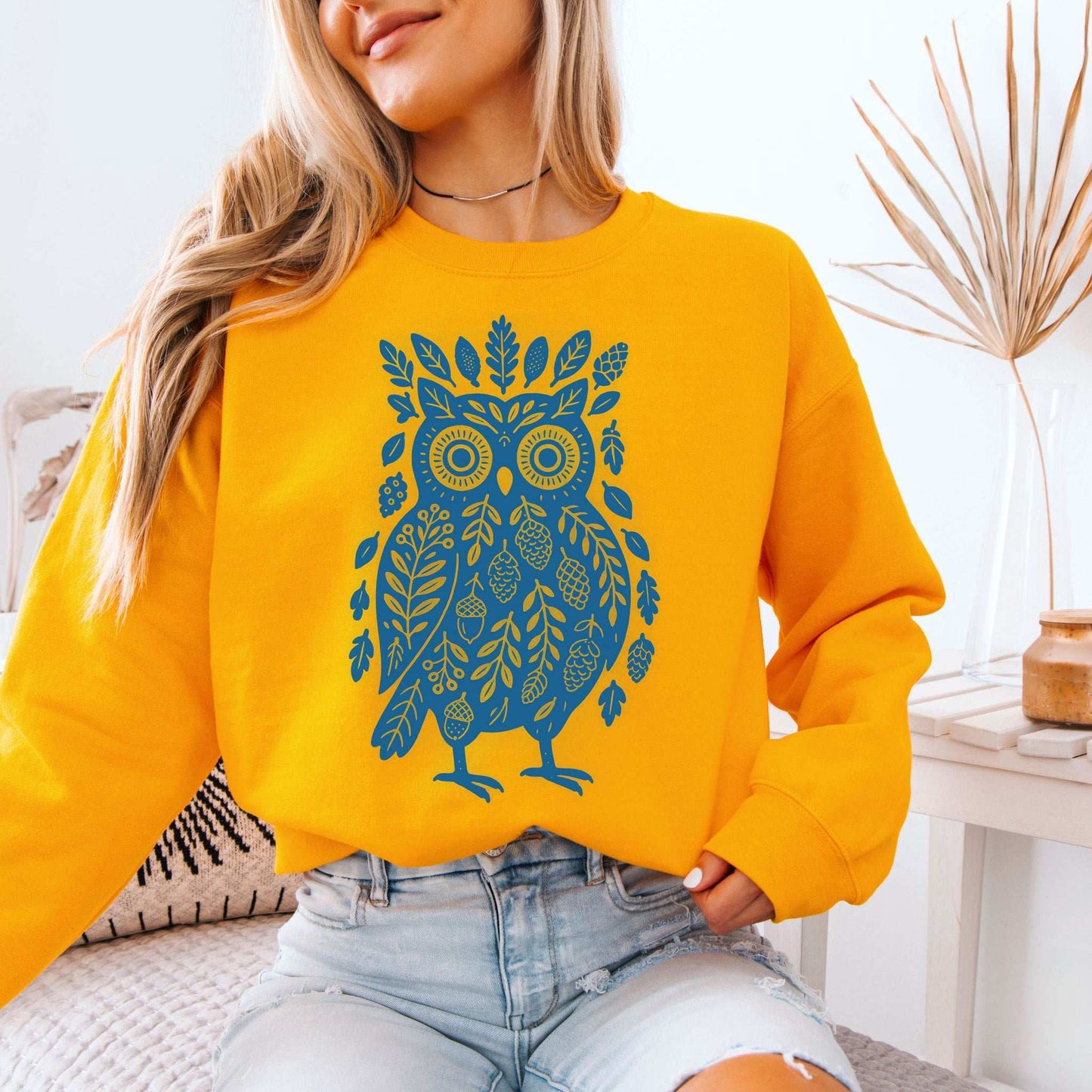 Nature Owl Sweatshirt – Forest Elements Animal for Woodland Dreamers
