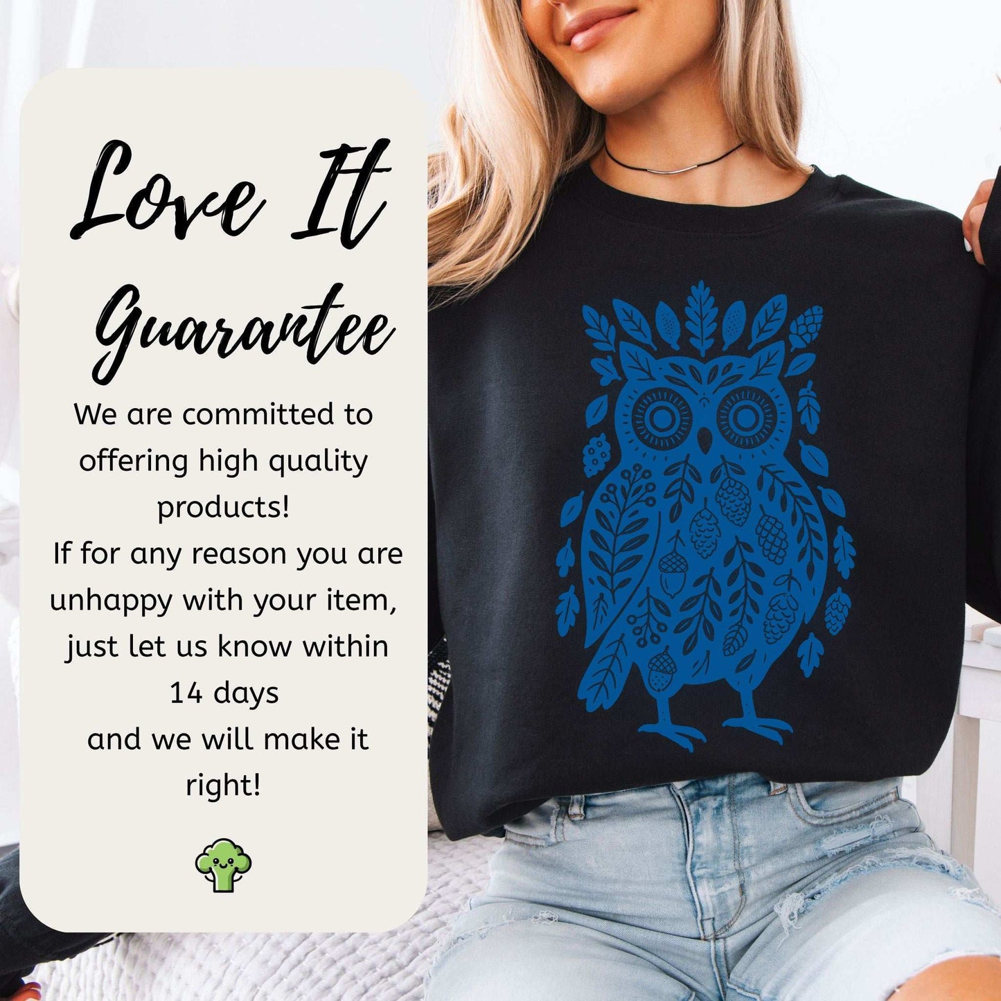 Nature Owl Sweatshirt – Forest Elements Animal for Woodland Dreamers