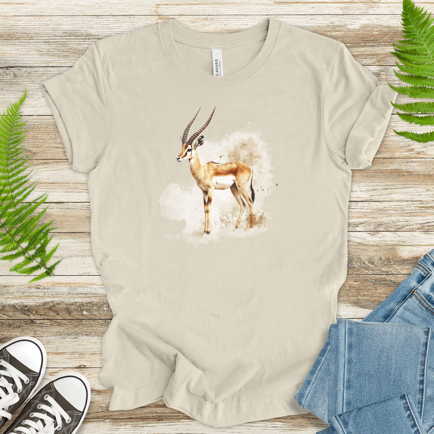 Watercolor Antelope T-Shirt – African Safari Wildlife Art Tee