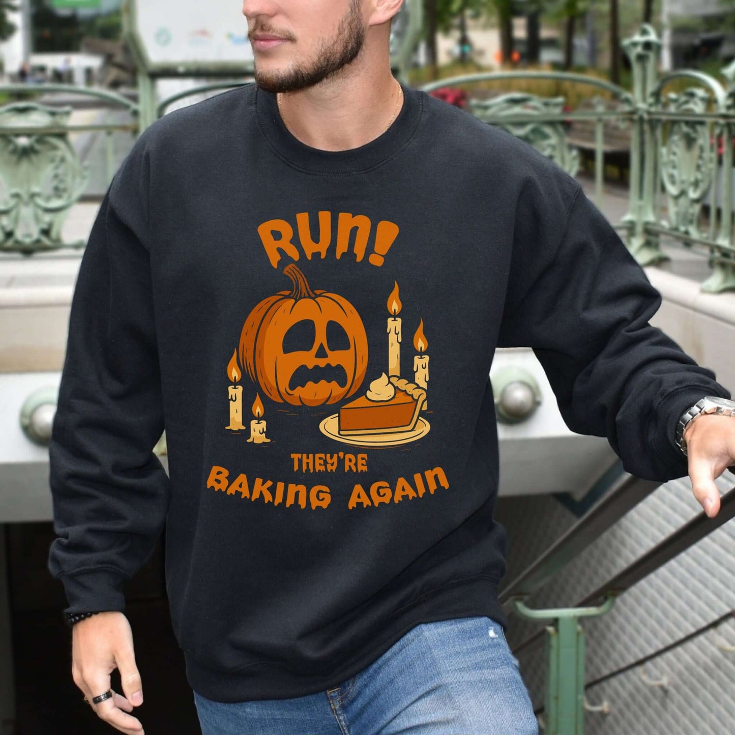 Pumpkin Pie Panic Sweatshirt – Funny Halloween & Thanksgiving Baking Sweater