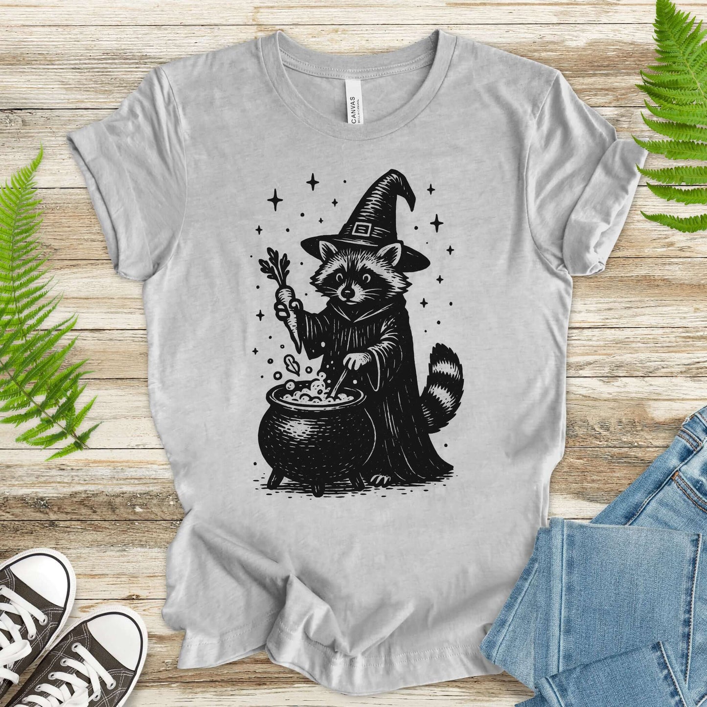 Raccoon Witch Cooking Magic T-Shirt
