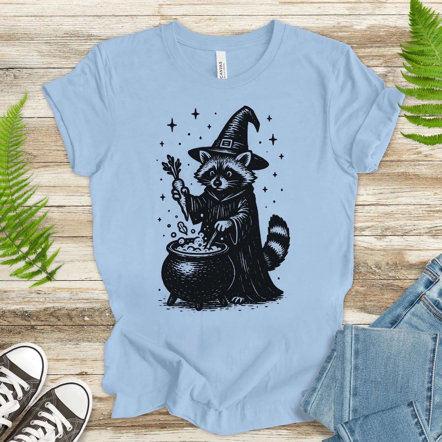 Raccoon Witch Cooking Magic T-Shirt