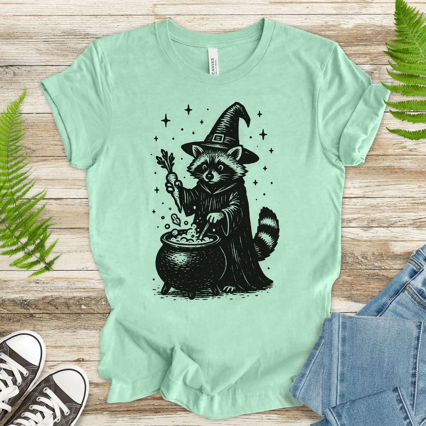 Raccoon Witch Cooking Magic T-Shirt