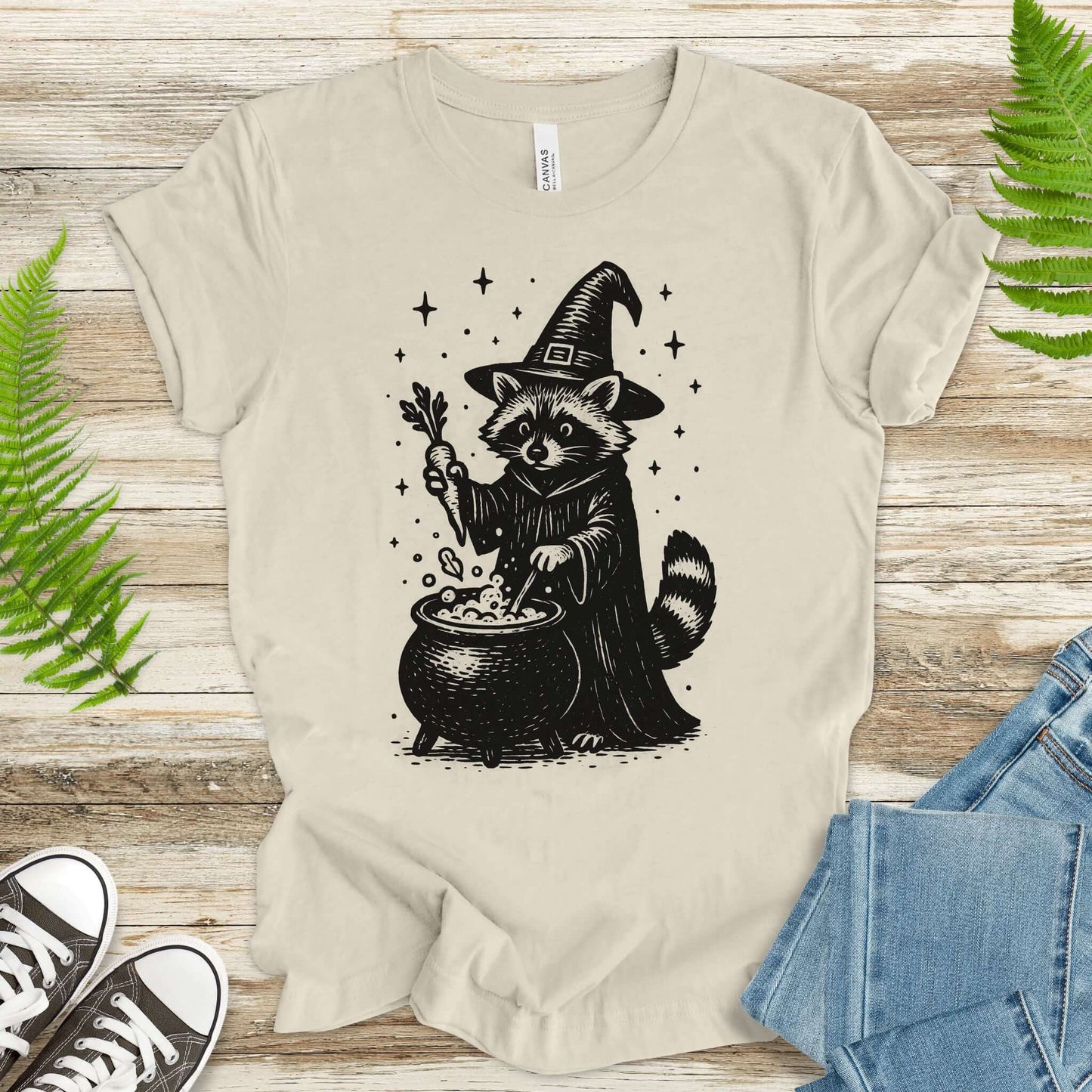 Raccoon Witch Cooking Magic T-Shirt