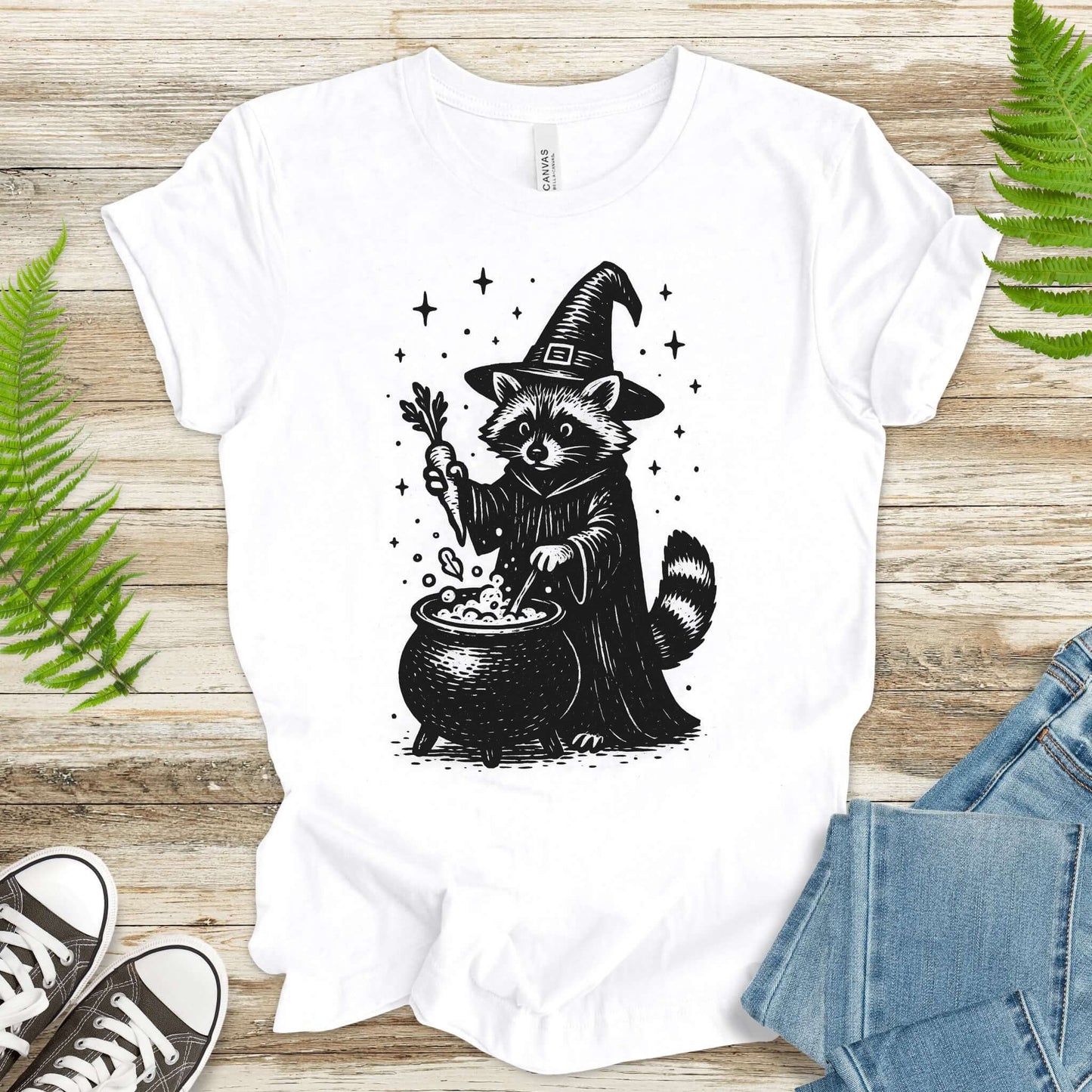 Raccoon Witch Cooking Magic T-Shirt