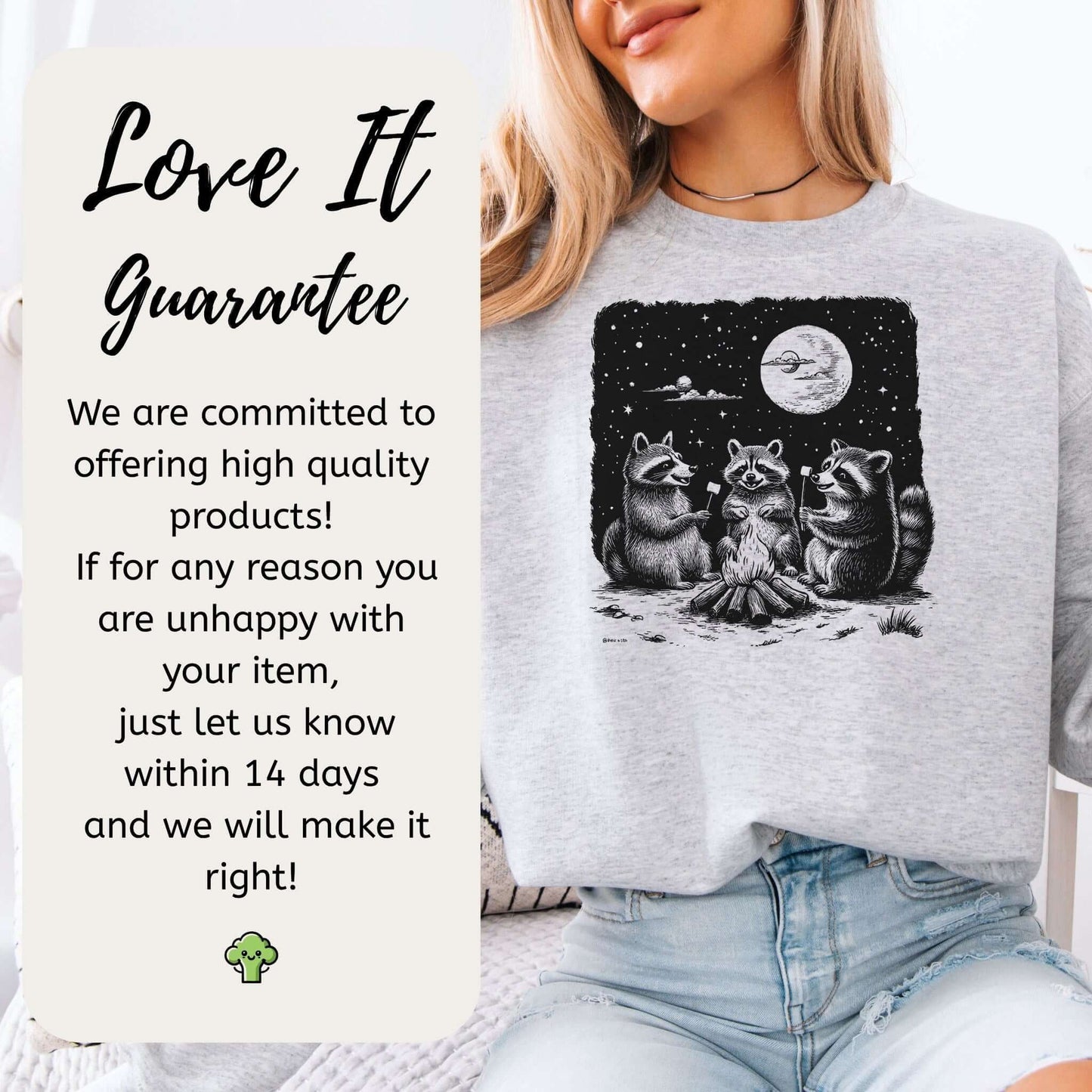 Raccoon Campfire Sweatshirt – Funny Trash Panda Camping Crew Sweatshirt