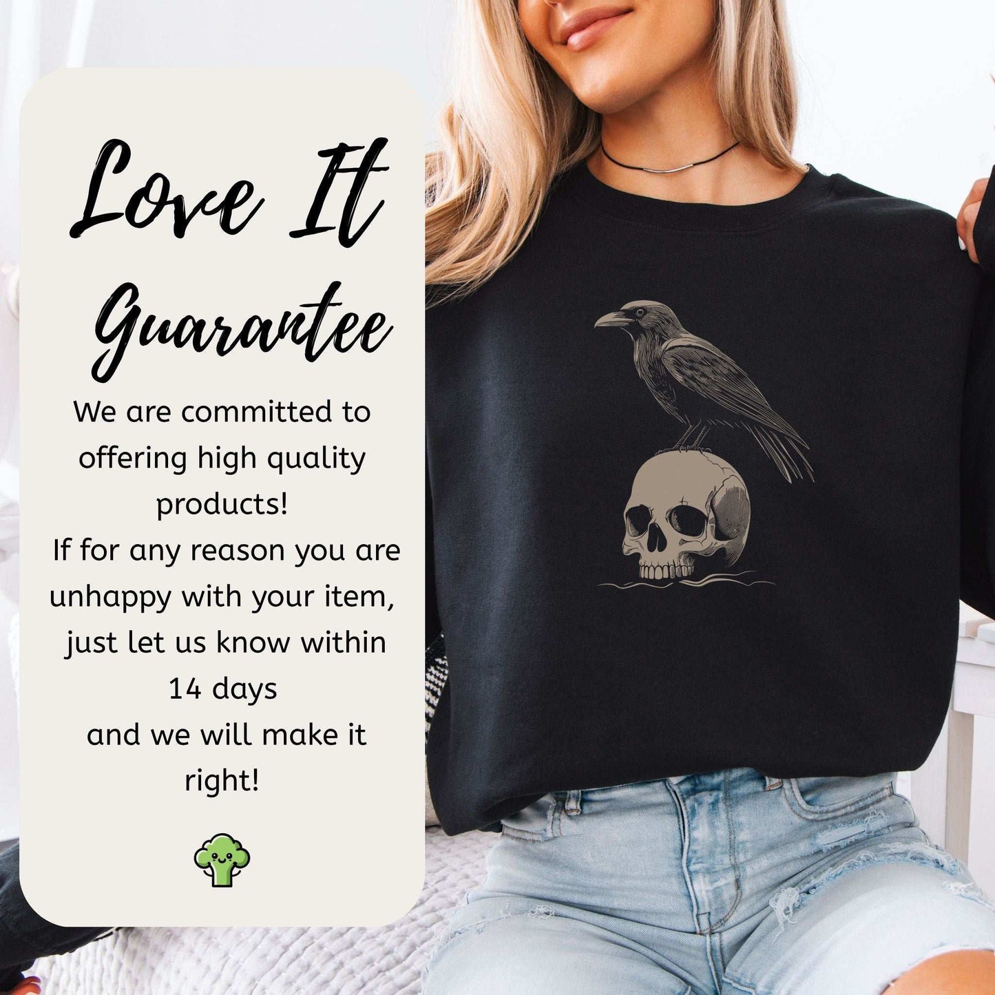 Raven on Skull Sweatshirt – Dark Art for Bold Souls