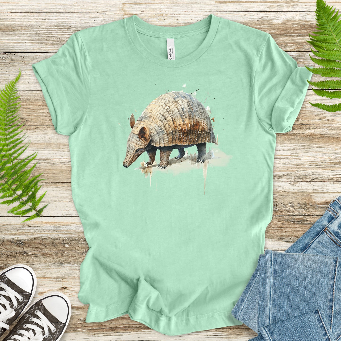 Watercolor Armadillo T-Shirt – Vintage Wildlife Art Tee