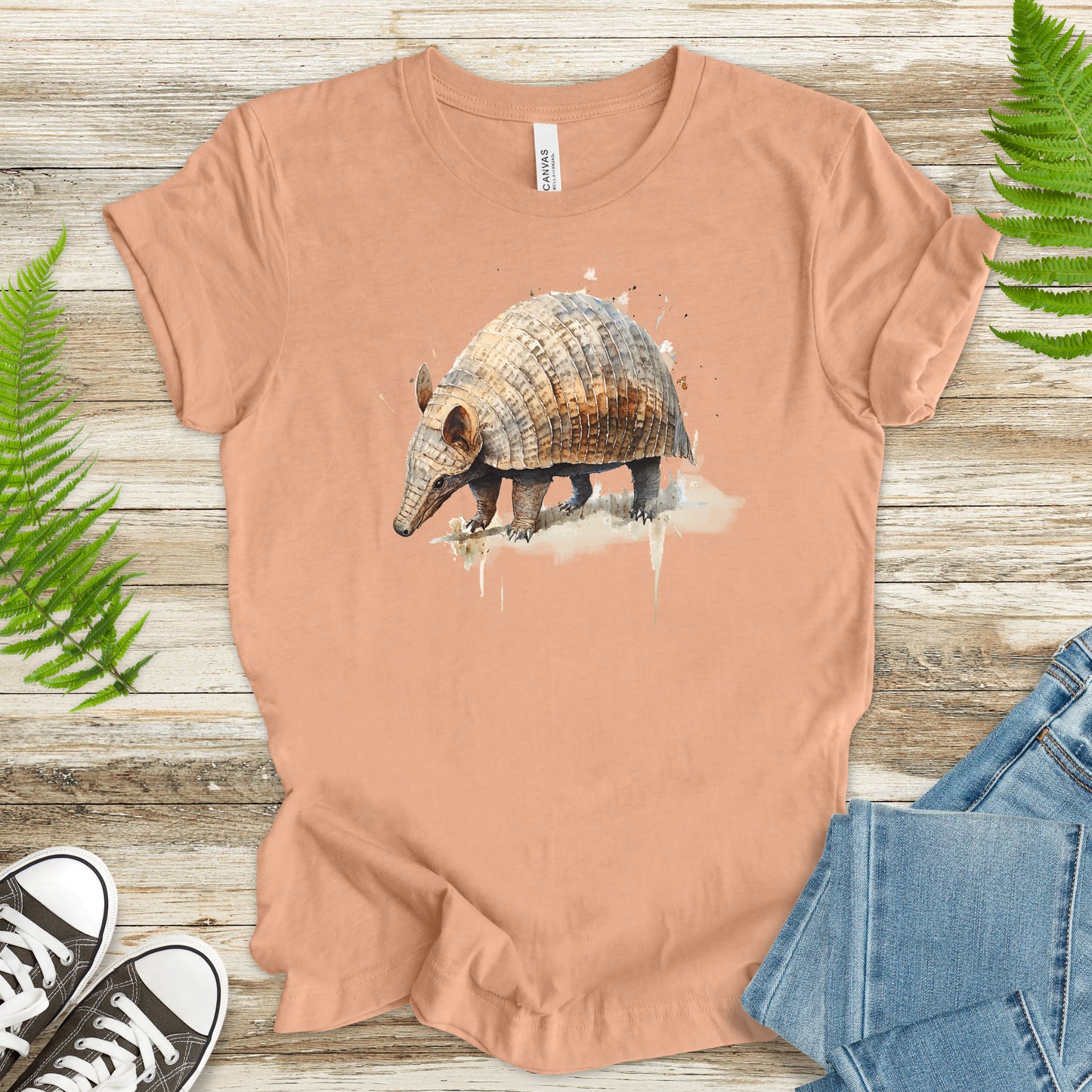 Watercolor Armadillo T-Shirt – Vintage Wildlife Art Tee