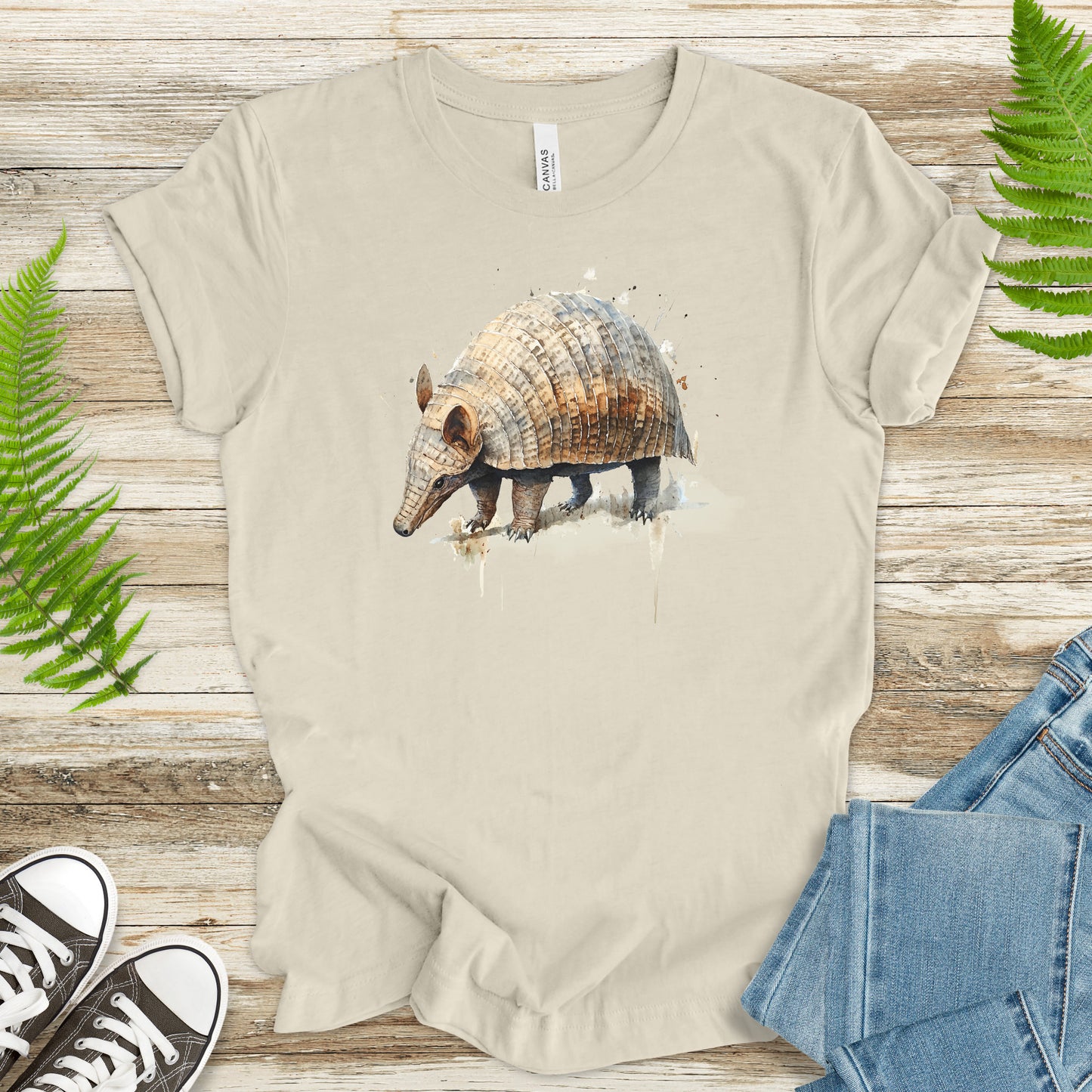 Watercolor Armadillo T-Shirt – Vintage Wildlife Art Tee