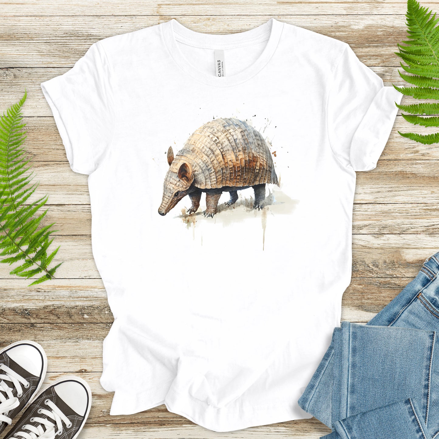 Watercolor Armadillo T-Shirt – Vintage Wildlife Art Tee
