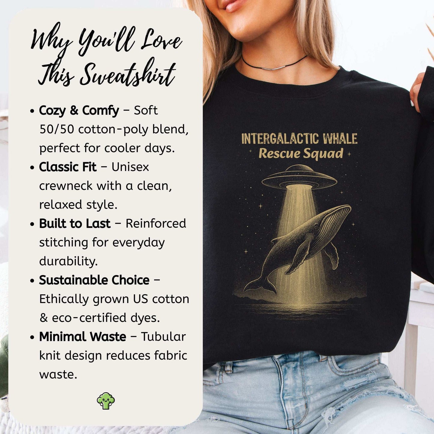 Intergalactic Whale Rescue Squad Sweatshirt – Funny Space Whale Mission