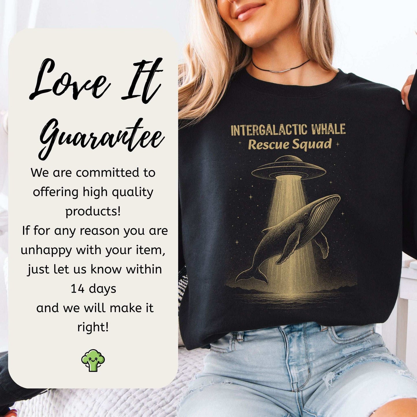 Intergalactic Whale Rescue Squad Sweatshirt – Funny Space Whale Mission