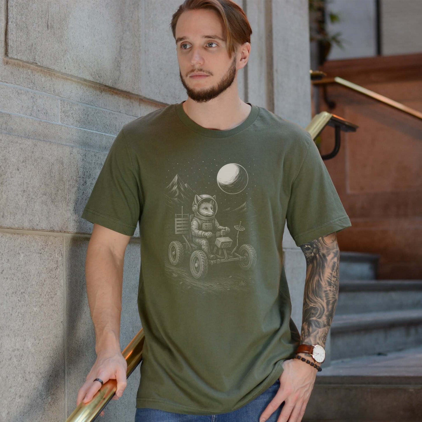 Astronaut Fox Moon Rover T-Shirt – Space Explorer Animal Tee