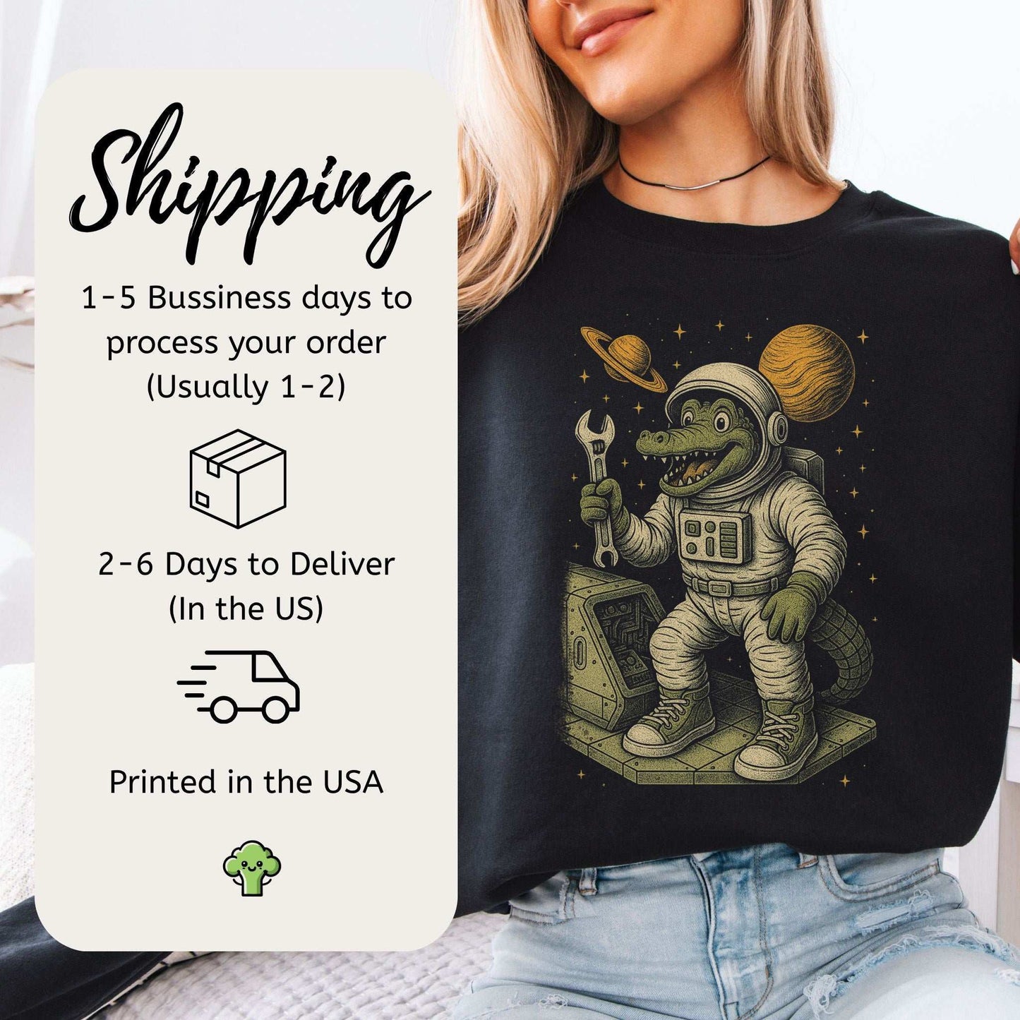 Astronaut Alligator Sweatshirt – Funny Space Repair Crew Reptile Gift