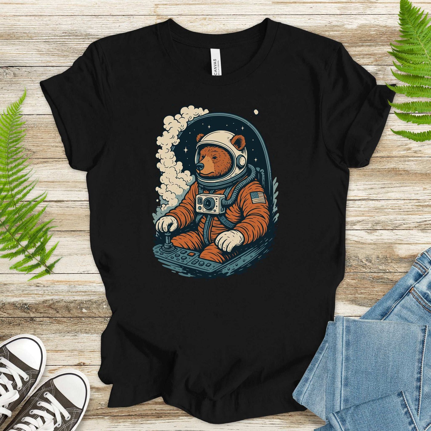 Astronaut Bear Space T-Shirt – Retro Cosmic Grizzly Galaxy Tee