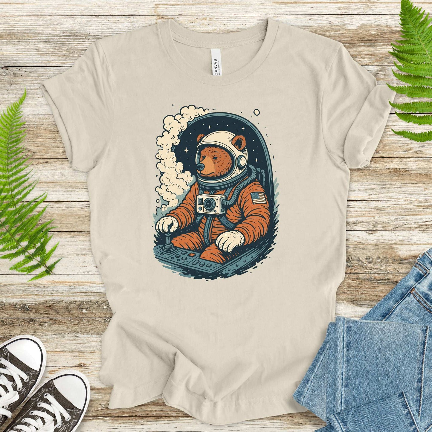 Astronaut Bear Space T-Shirt – Retro Cosmic Grizzly Galaxy Tee