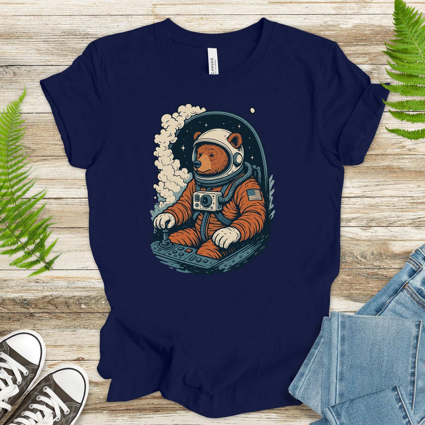 Astronaut Bear Space T-Shirt – Retro Cosmic Grizzly Galaxy Tee