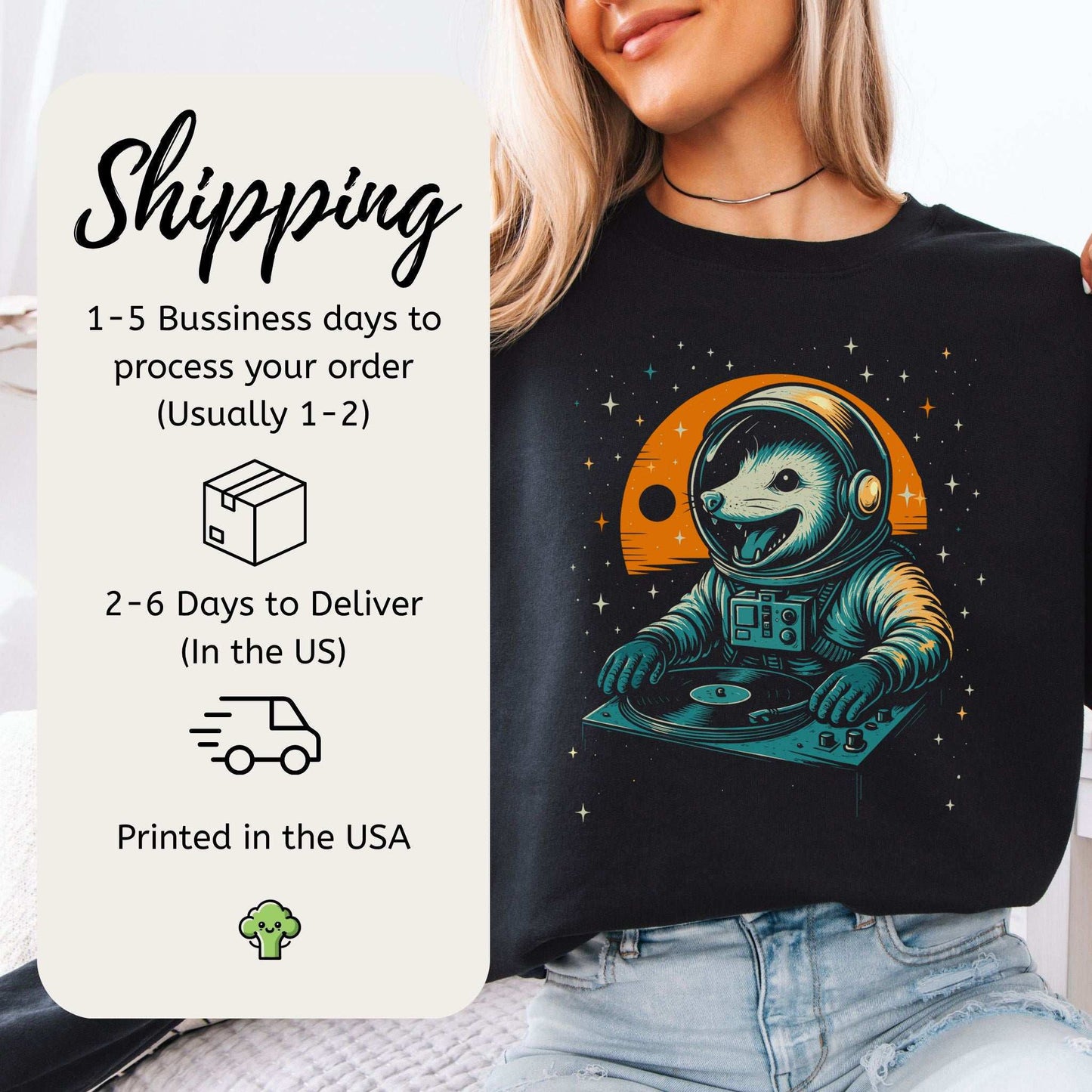 DJ Opossum Astronaut Sweatshirt – Funny Space Rave Chaoscore Energy