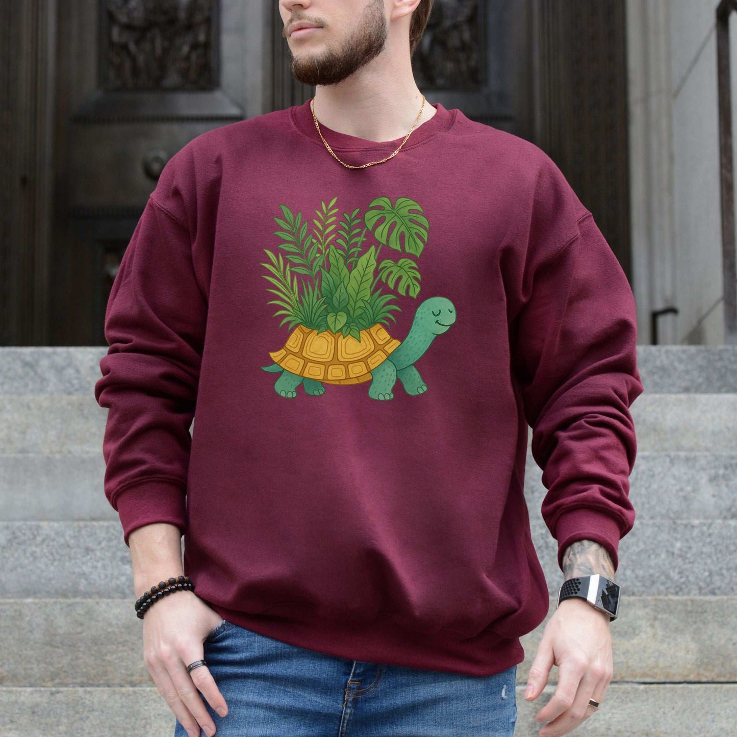 Jungle Tortoise Sweatshirt – Cozy Plant Lover Gift with Earthy Magic