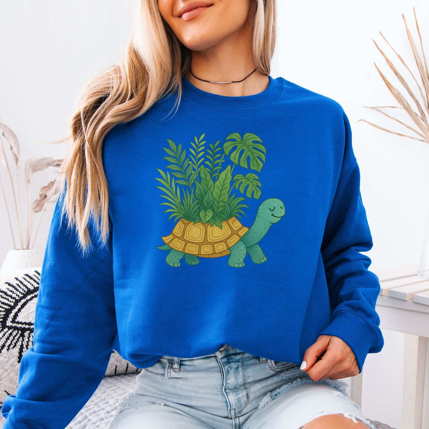 Jungle Tortoise Sweatshirt – Cozy Plant Lover Gift with Earthy Magic