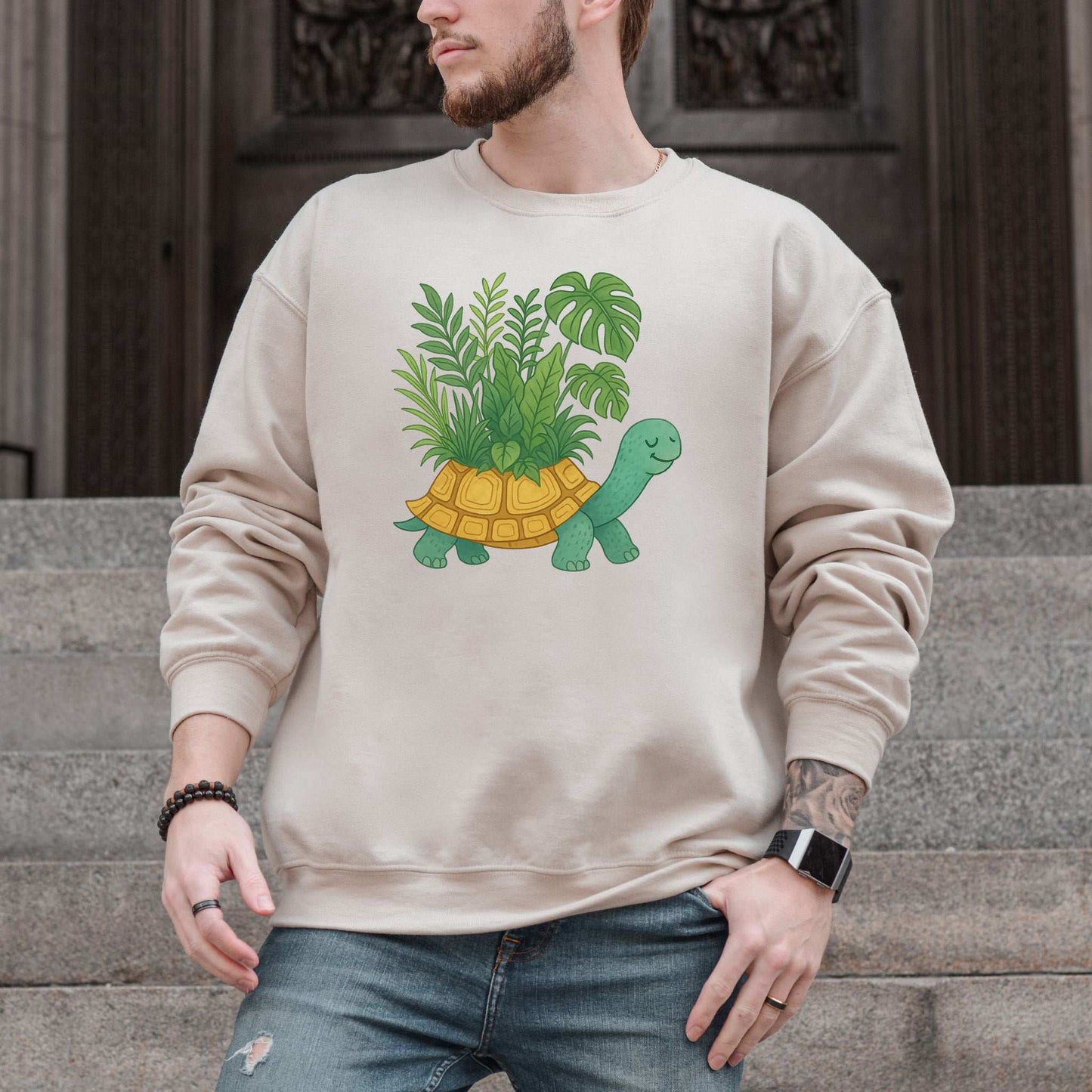 Jungle Tortoise Sweatshirt – Cozy Plant Lover Gift with Earthy Magic