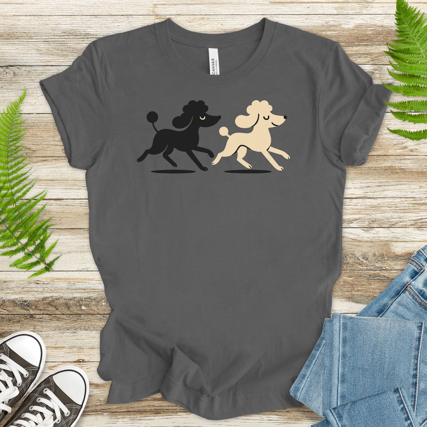 Retro Poodle Pairs T-Shirt – Black & White Poodle Lover Tee