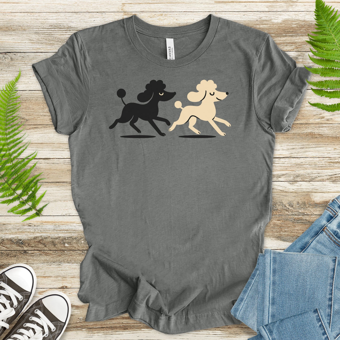 Retro Poodle Pairs T-Shirt – Black & White Poodle Lover Tee