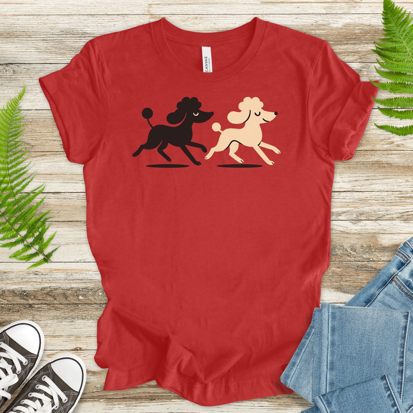 Retro Poodle Pairs T-Shirt – Black & White Poodle Lover Tee