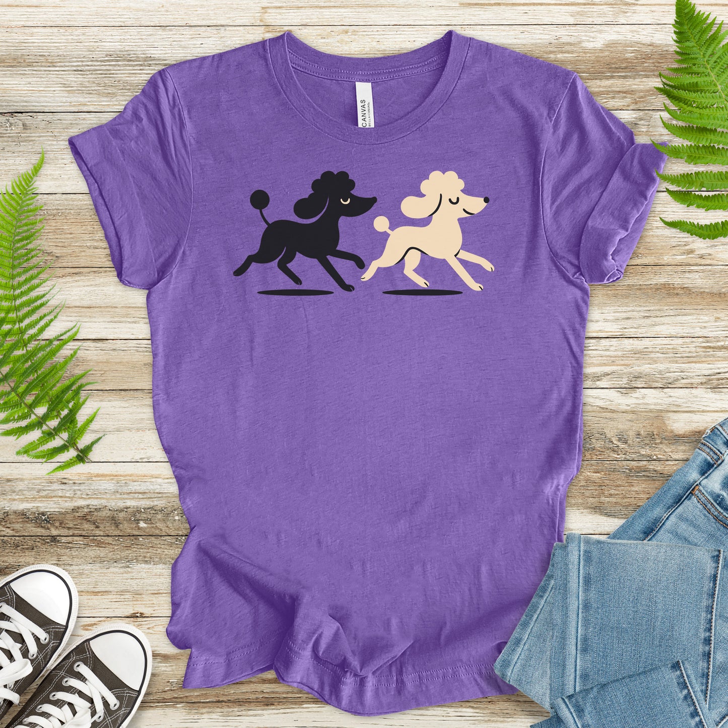 Retro Poodle Pairs T-Shirt – Black & White Poodle Lover Tee