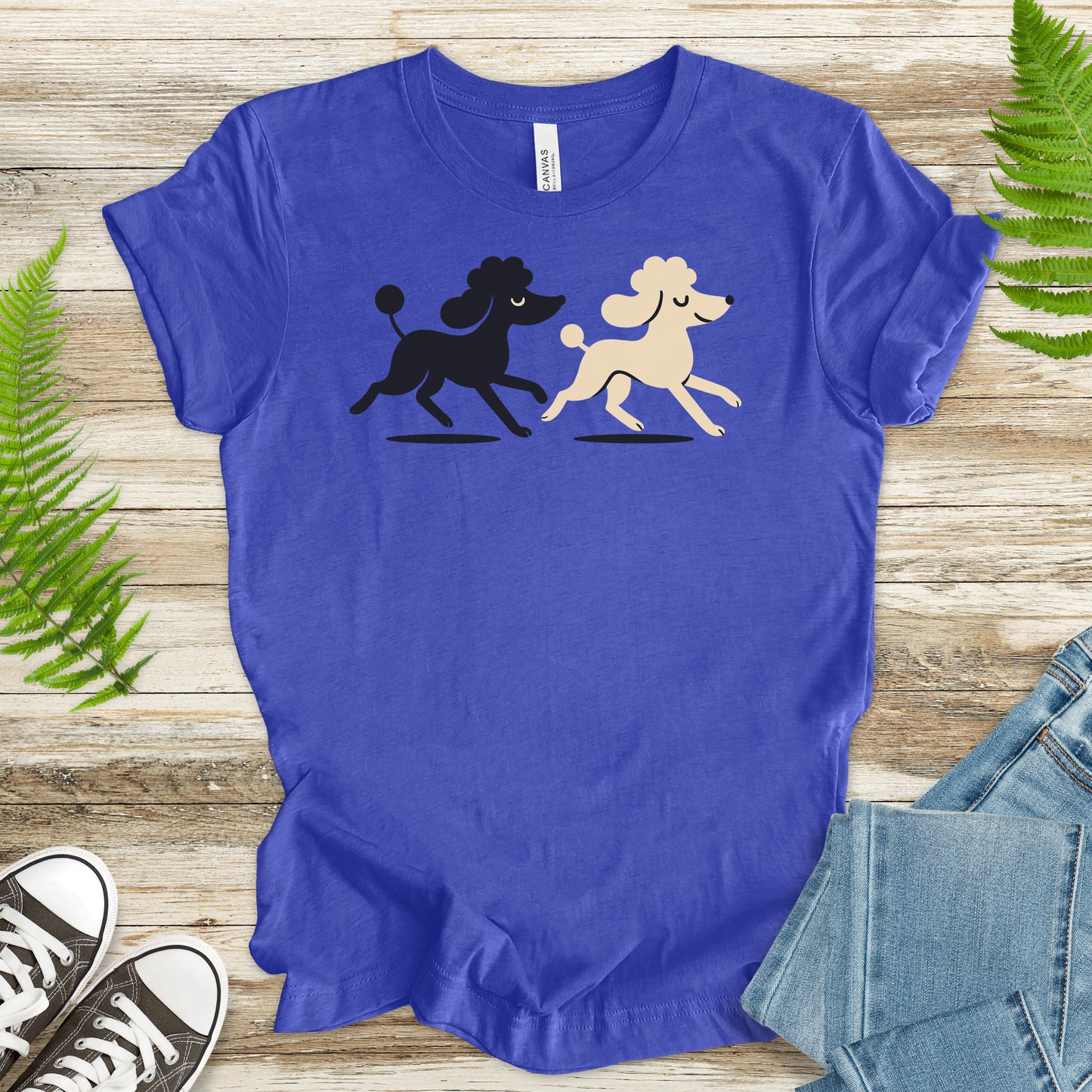 Retro Poodle Pairs T-Shirt – Black & White Poodle Lover Tee