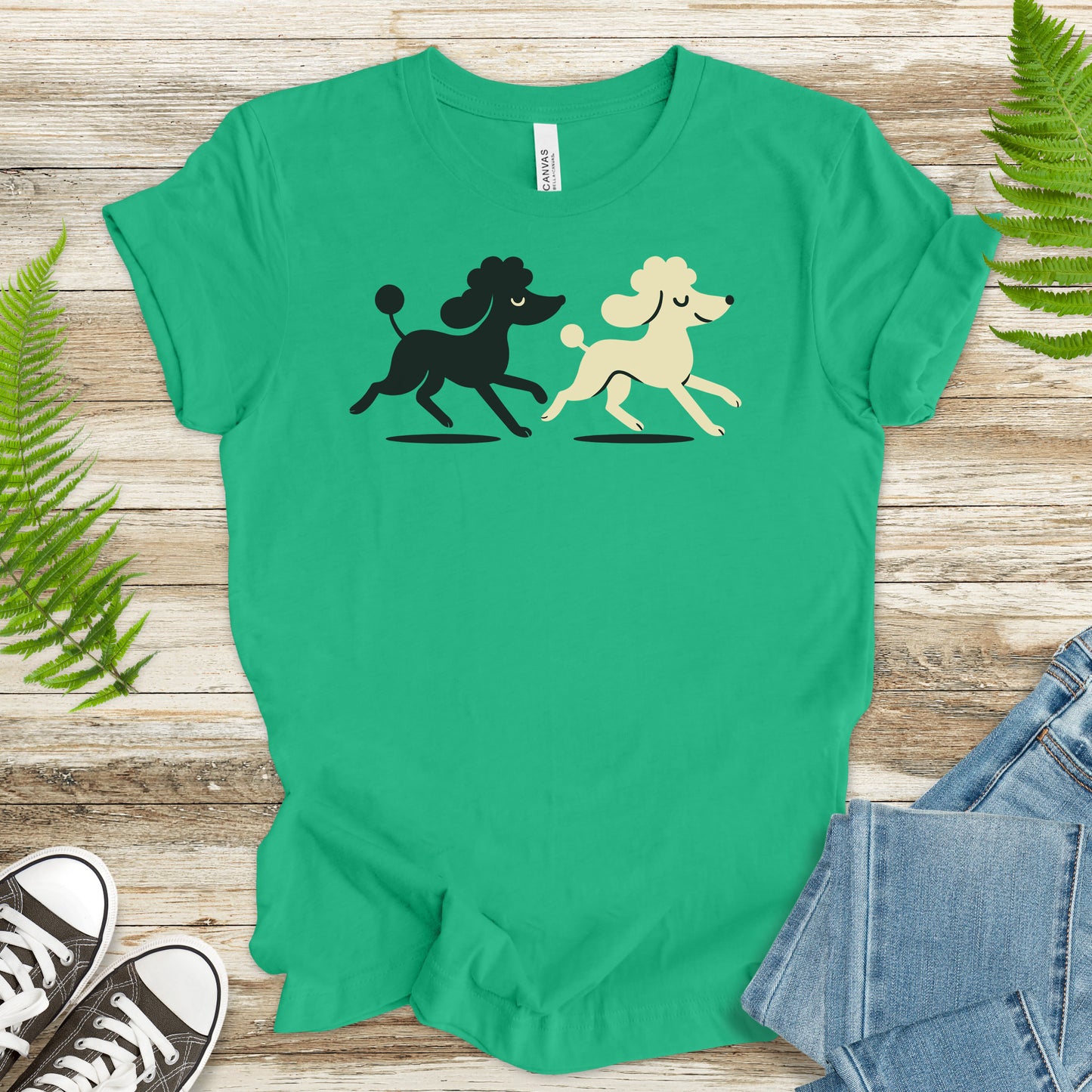 Retro Poodle Pairs T-Shirt – Black & White Poodle Lover Tee