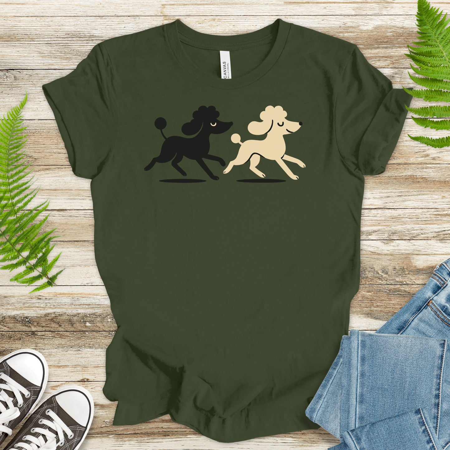 Retro Poodle Pairs T-Shirt – Black & White Poodle Lover Tee