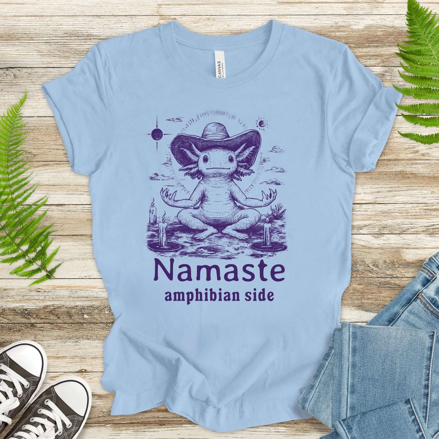Axolotl Namaste Amphibian Side T-Shirt