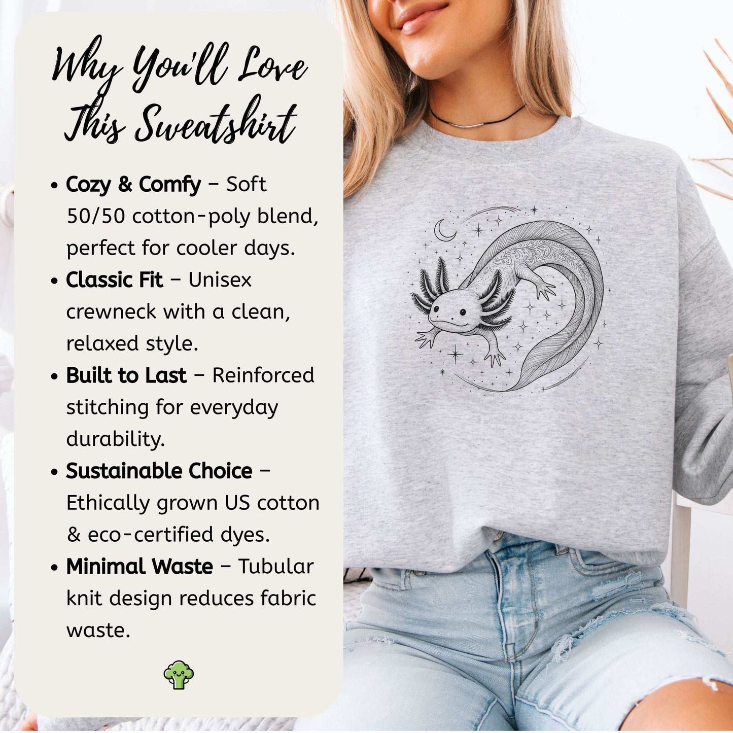 Axolotl Sweatshirt – Whimsical Waters Creature for Dreamy Sea Lovers