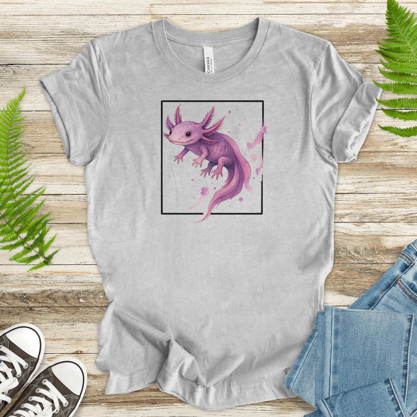 Watercolor Axolotl T-Shirt – Cute Pink Salamander Nature Tee