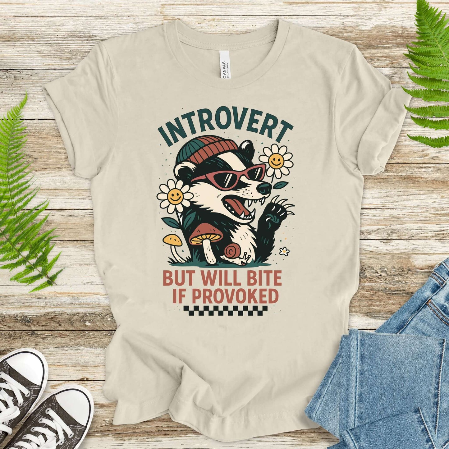 Badger – Introvert But Will Bite Sassy T-Shirt