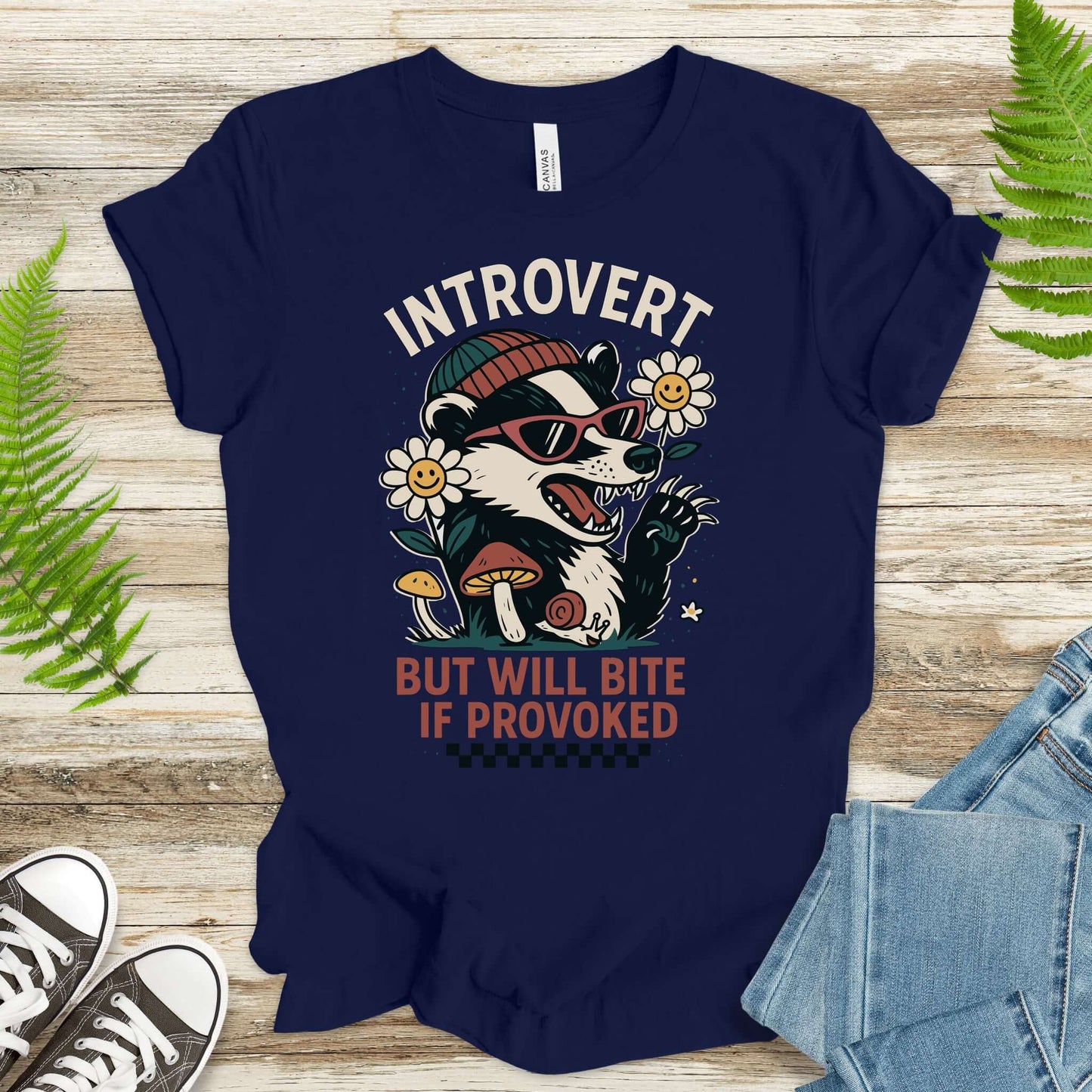 Badger – Introvert But Will Bite Sassy T-Shirt