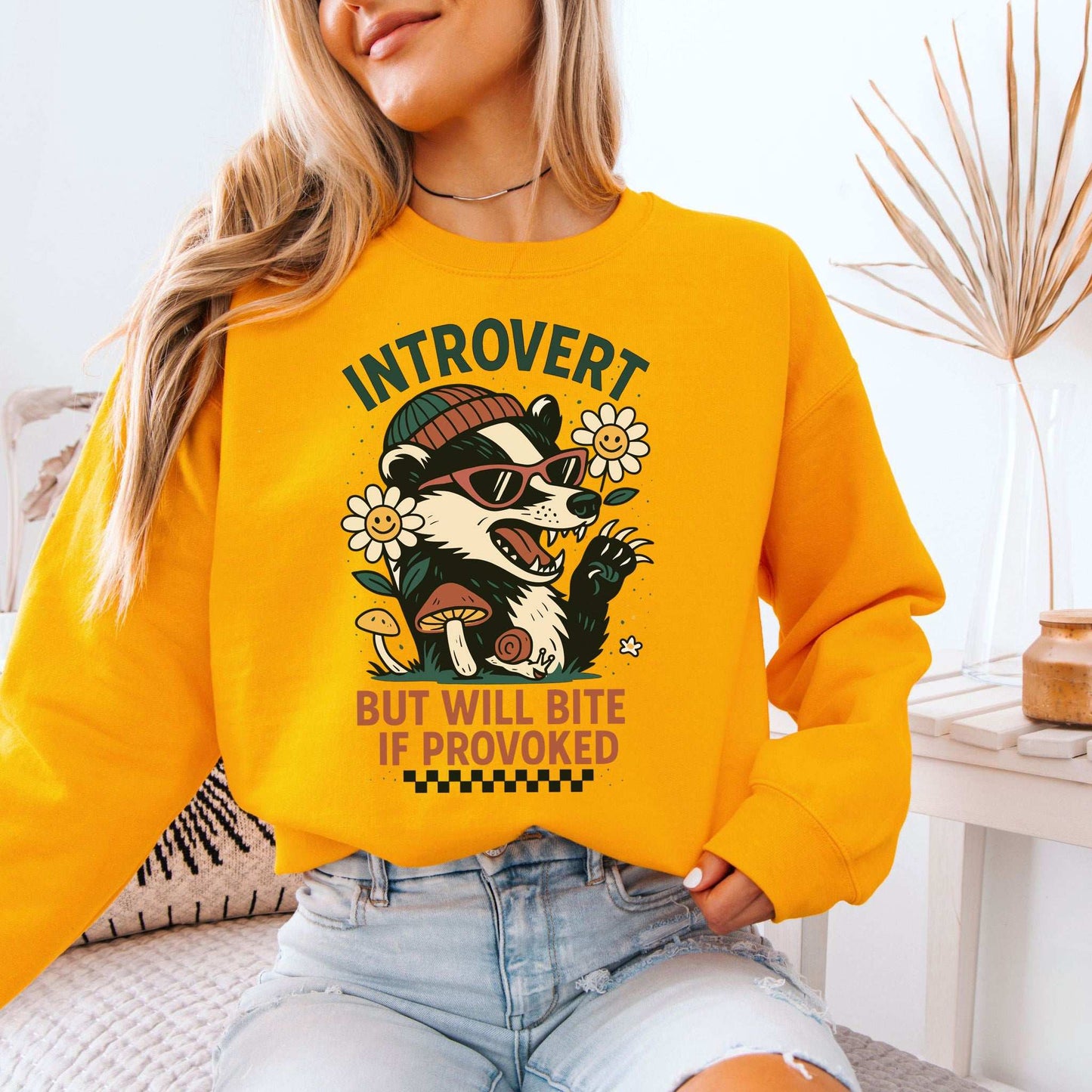 Introvert Badger Sweatshirt – Funny Animal Attitude for Quiet Rebels