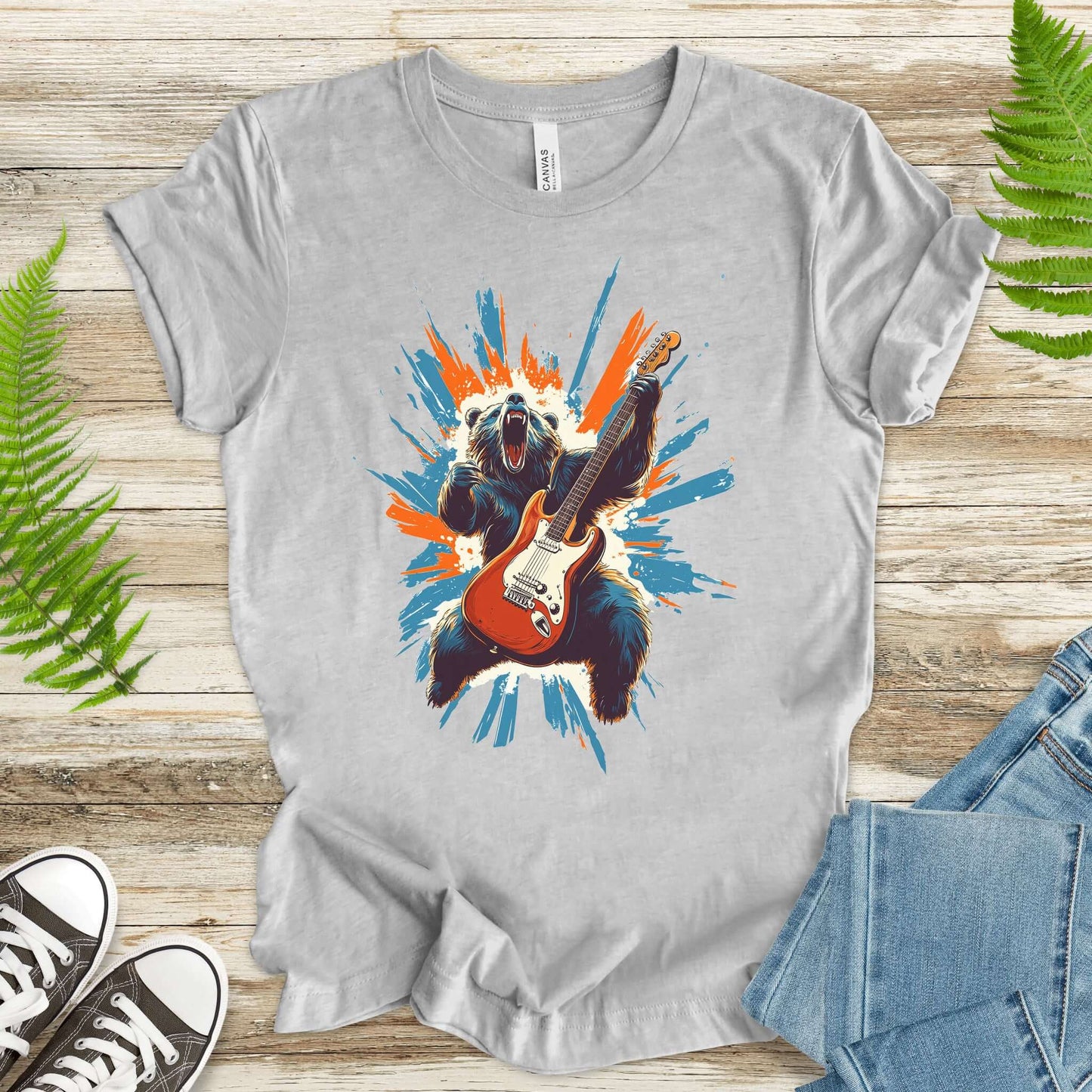 Bear Solo – Wild Rock Guitar Animal T-Shir
