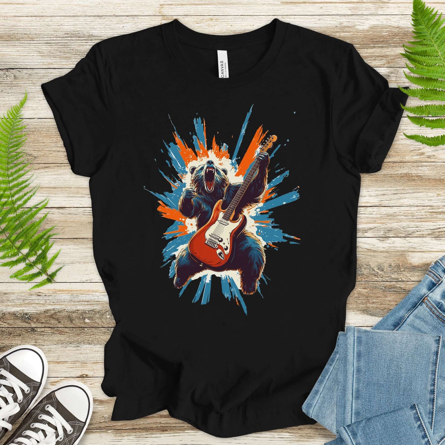 Bear Solo – Wild Rock Guitar Animal T-Shir
